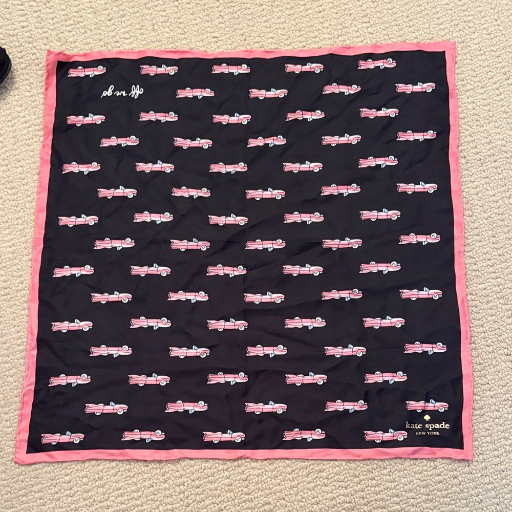 Kate Spade Black and Pink Car Pattern Scarf